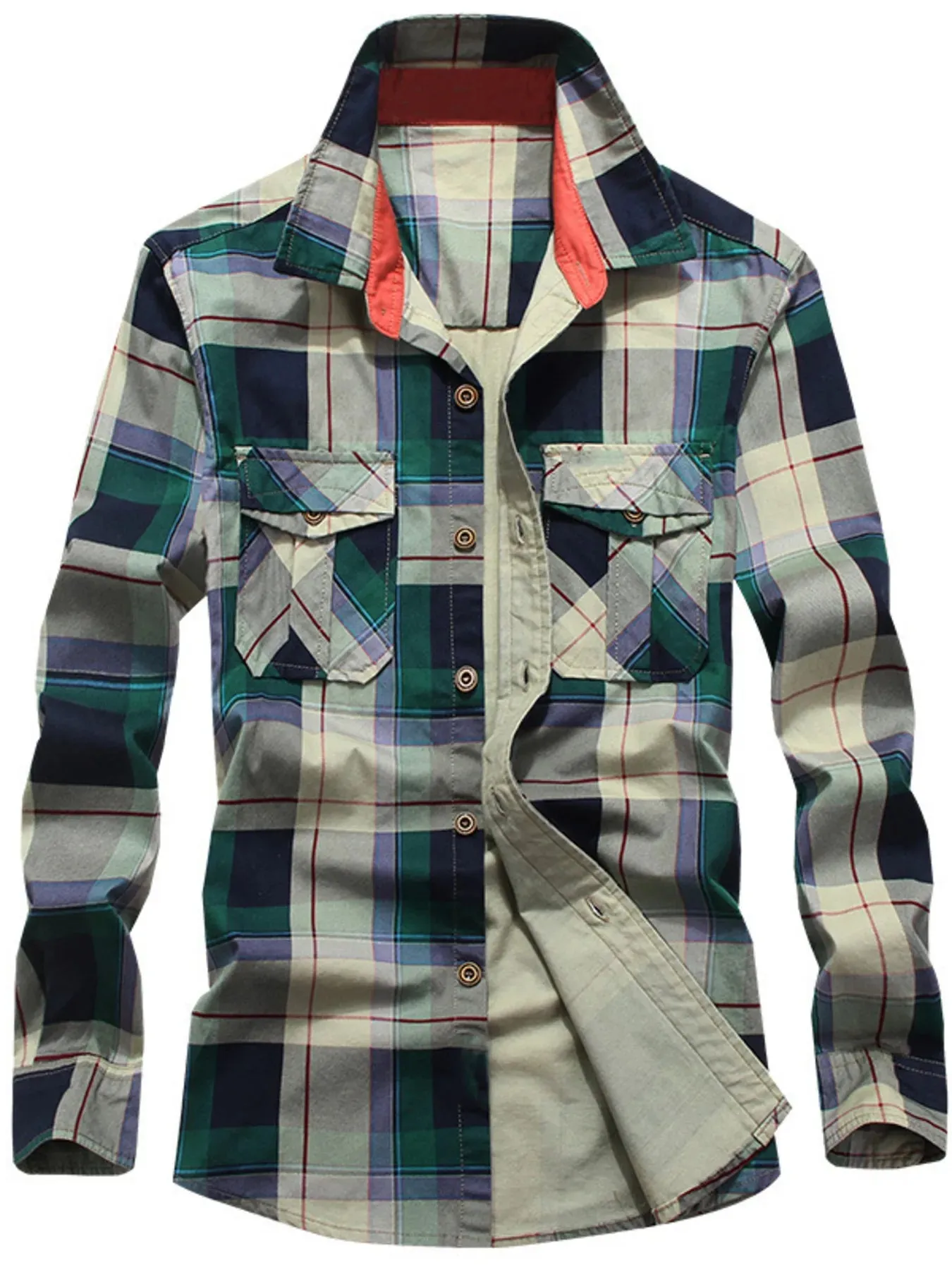 Men's Full Size Casual Plaid Long Sleeve Shirt Plus Size sold by Unique Kulture product image thumbnail 3