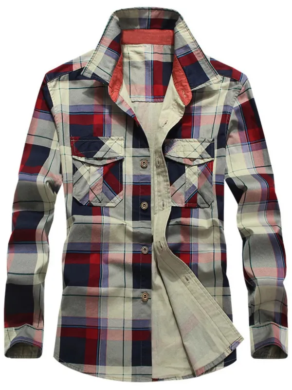 Men's Full Size Casual Plaid Long Sleeve Shirt Plus Size sold by Unique Kulture