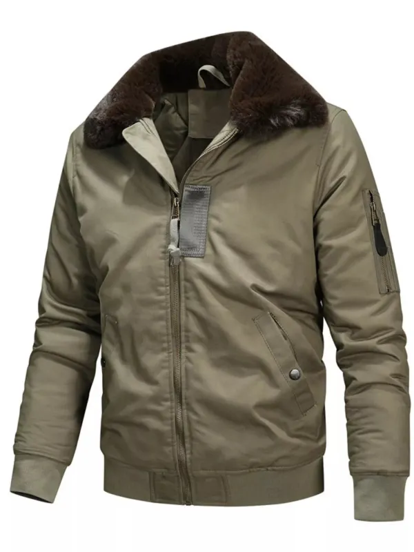 Men's Full Size Vintage Fur Collar Zip Up Jacket Plus Size sold by Unique Kulture