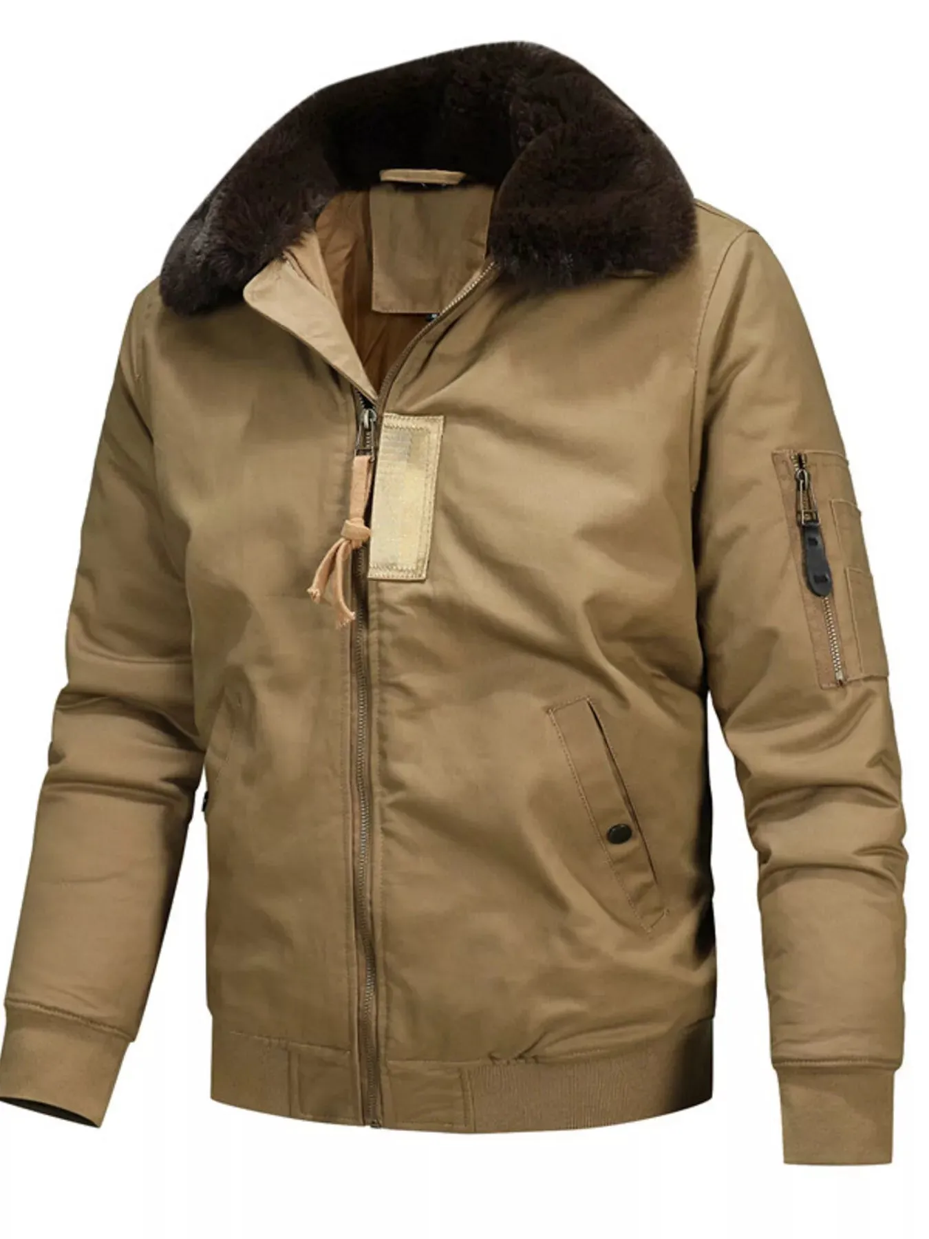 Men's Full Size Vintage Fur Collar Zip Up Jacket Plus Size sold by Unique Kulture product image thumbnail 3