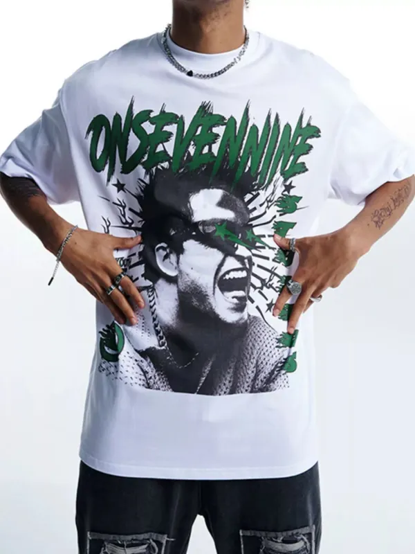 Men's Graphic Round Neck Oversized T-Shirt sold by Unique Kulture