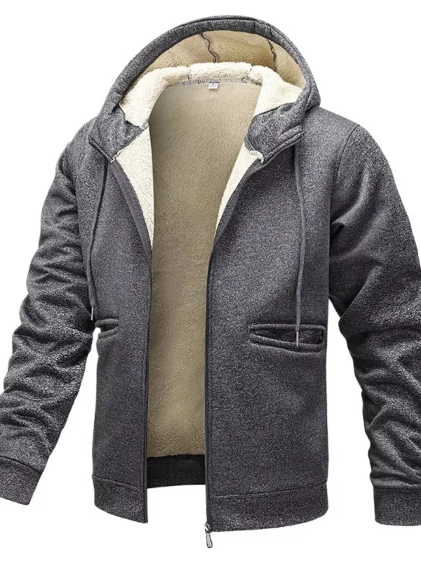 Men's Full Size Warm Fleece Lined Zip-Up Hoodie Plus Size made by Trendsi