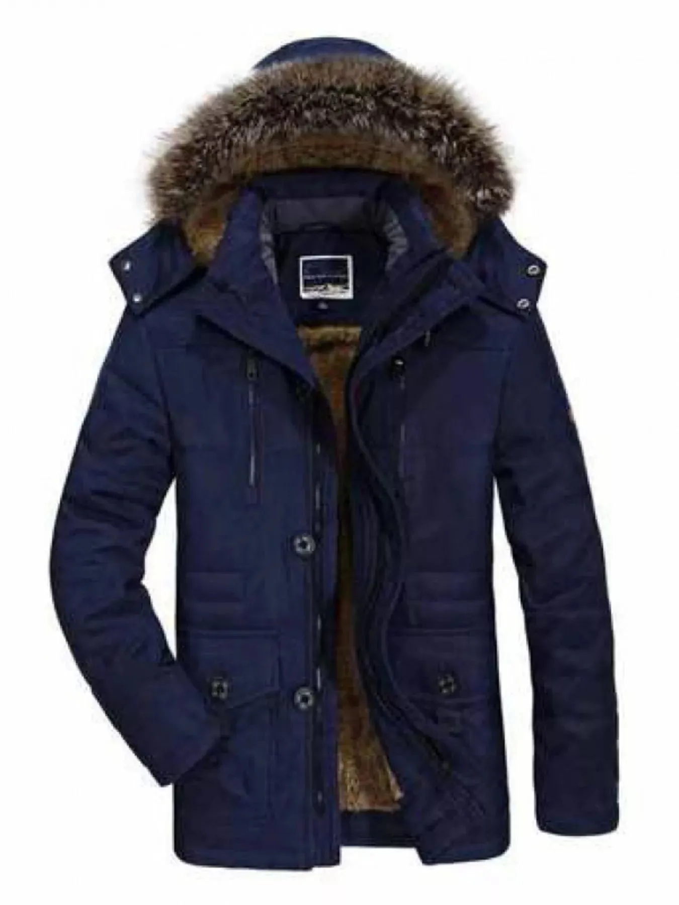Men's Plus Size Fuzzy Hooded Zip Up Parka Coat sold by Unique Kulture product image thumbnail 3