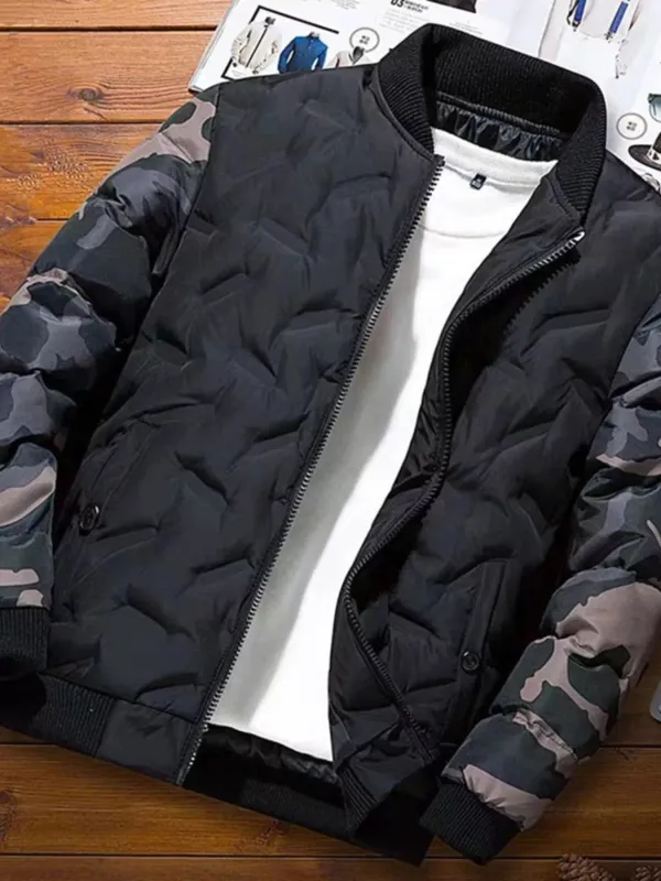 Men's Full Size Camouflage Padded Bomber Jacket Plus Size sold by Unique Kulture