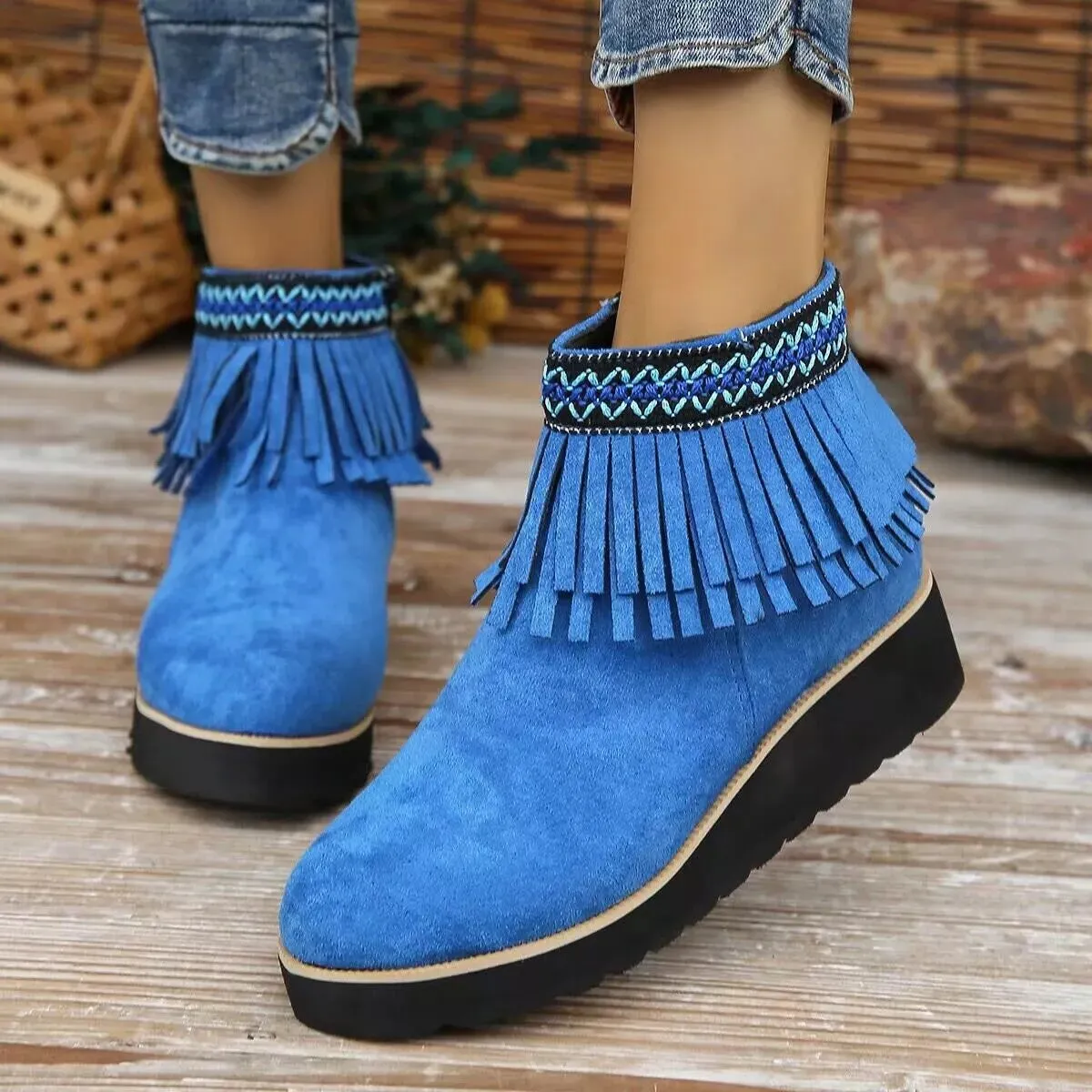 Fringe Round Toe Ankle Boots sold by Unique Kulture product image thumbnail 5