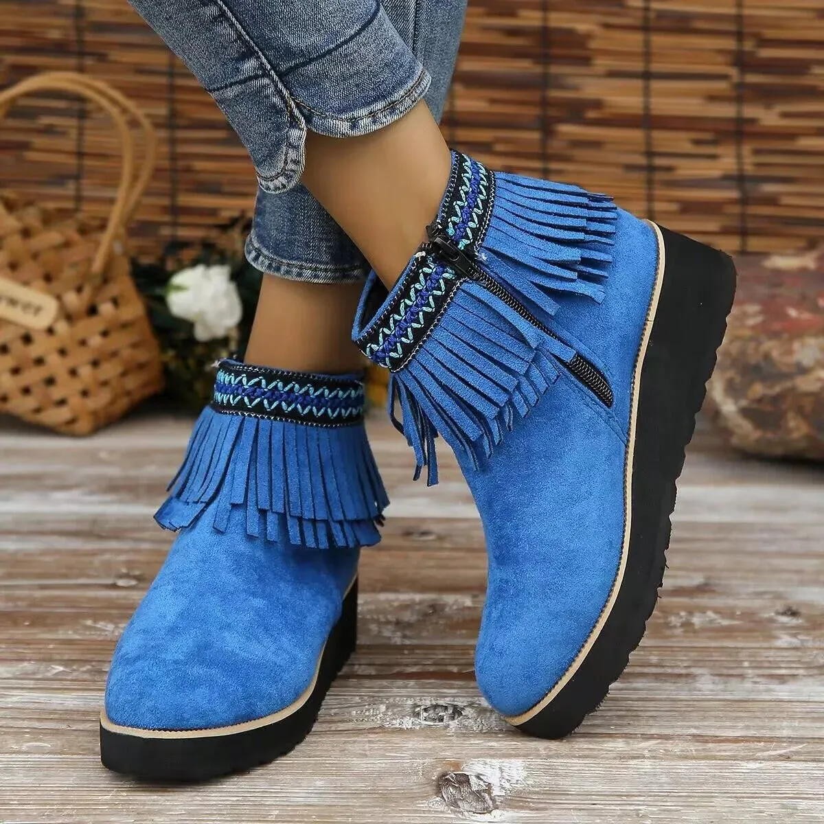 Fringe Round Toe Ankle Boots sold by Unique Kulture product image thumbnail 4