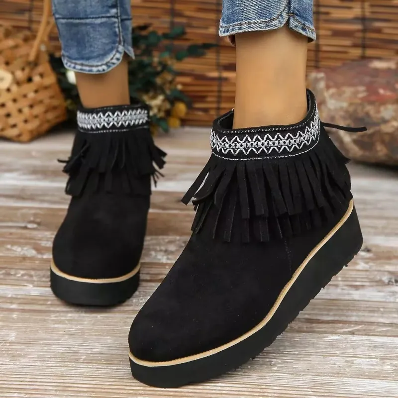 Fringe Round Toe Ankle Boots sold by Unique Kulture