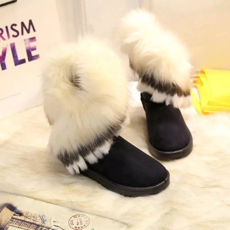 Fluffy Fur Cuff Round Toe Boots sold by Unique Kulture