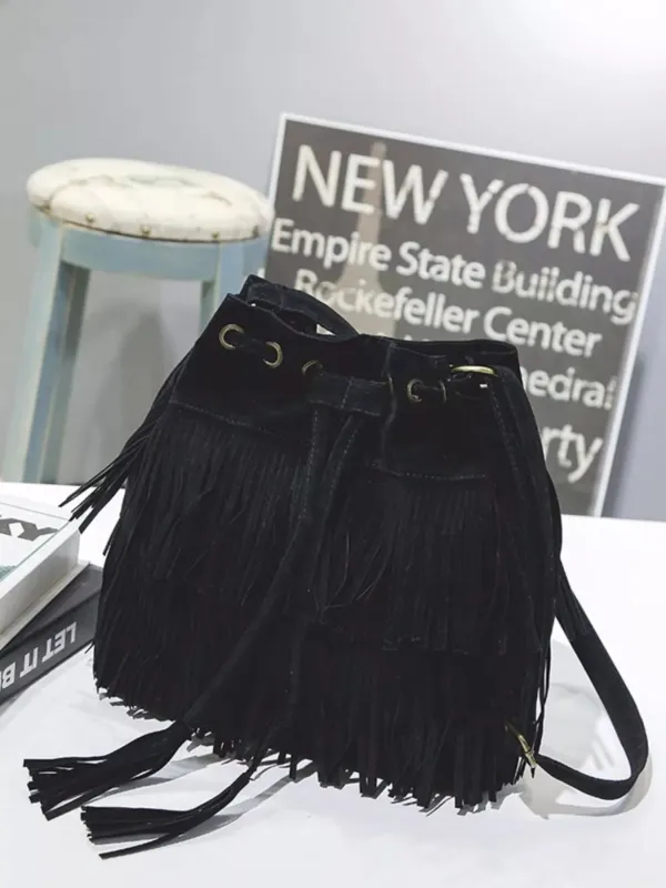 Fringe Drawstring Crossbody Bag made by Trendsi