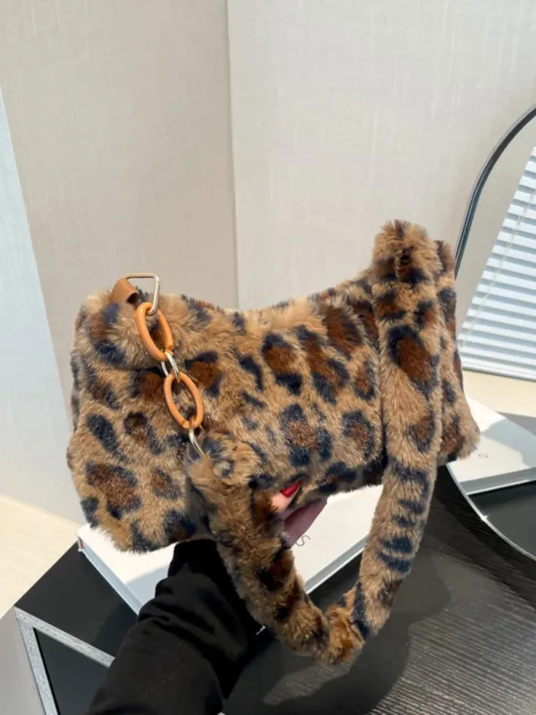 Leopard Fluff Shoulder Bag sold by Unique Kulture