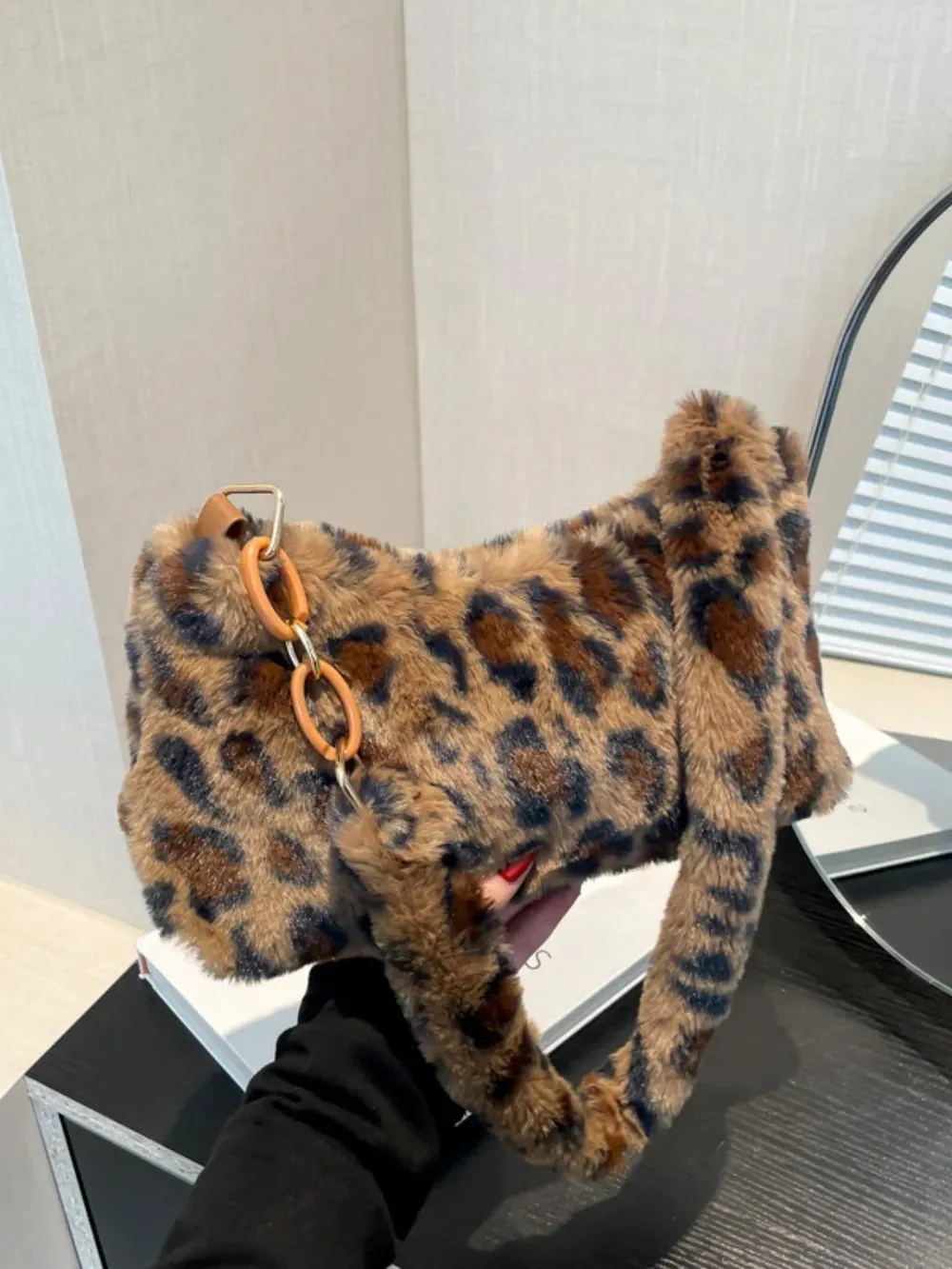 Leopard Fluff Shoulder Bag sold by Unique Kulture