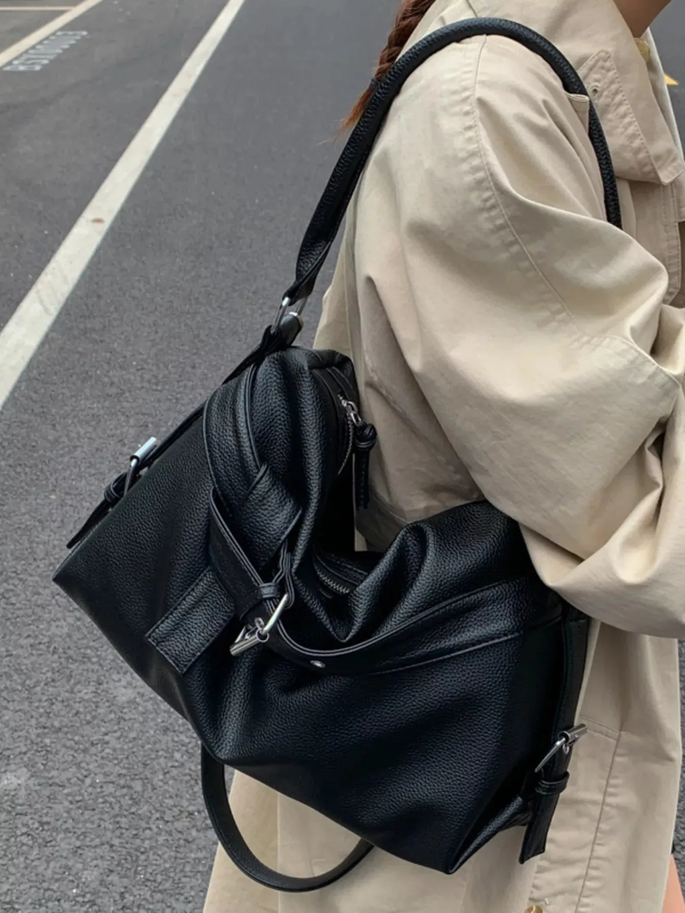 Decor Buckle Leather Shoulder Bag sold by Unique Kulture