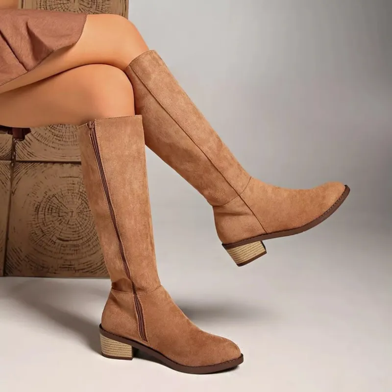 Knee-High Block Heel Boots made by Trendsi