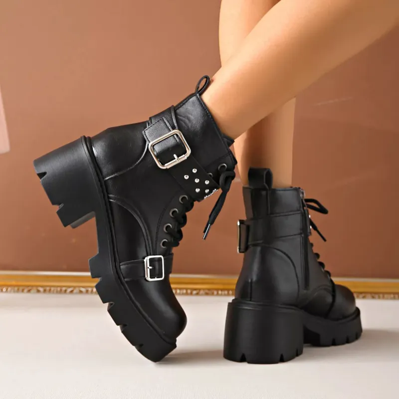Round Toe Block Heels Boots sold by Unique Kulture
