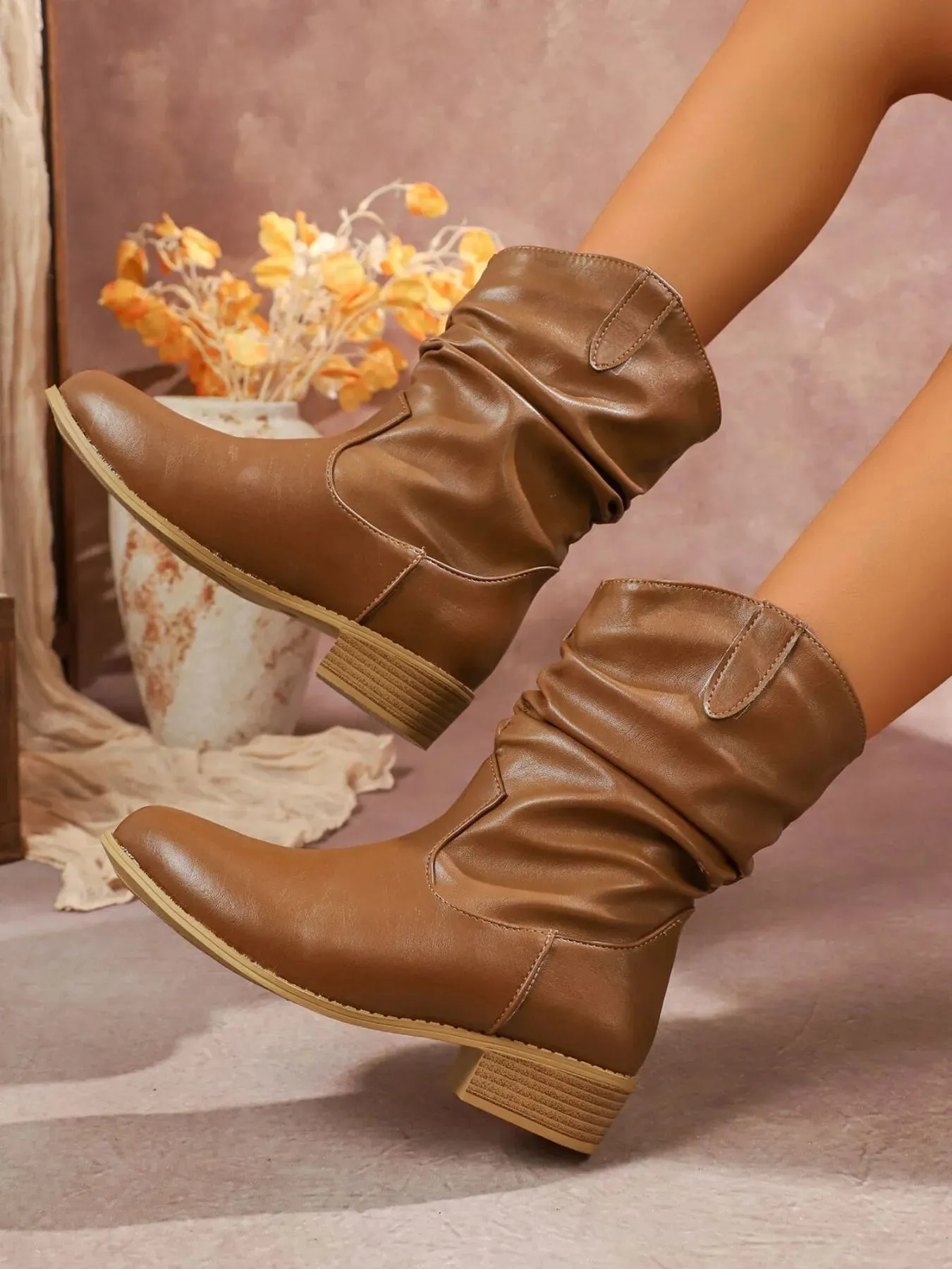 Mid-Calf Western Boots with Block Heels sold by Unique Kulture product image thumbnail 5
