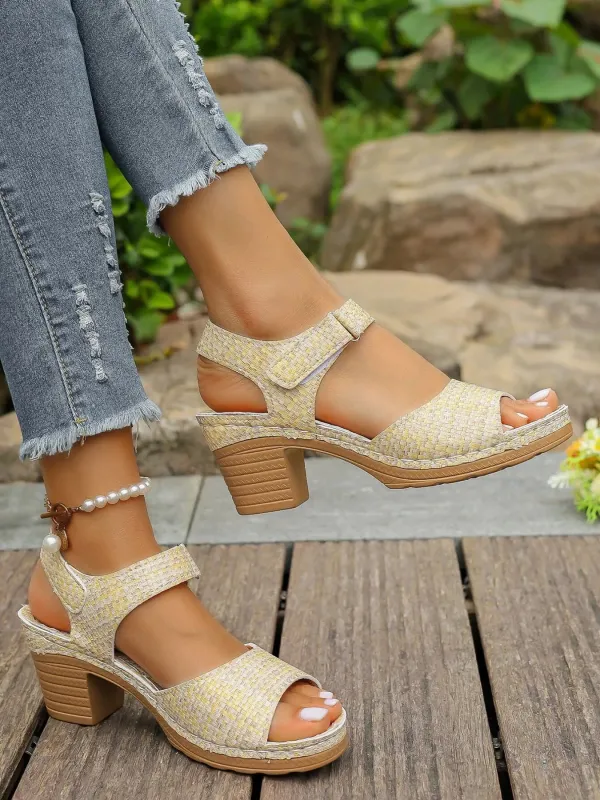 Block Heel Sandals with Ankle Strap sold by Unique Kulture