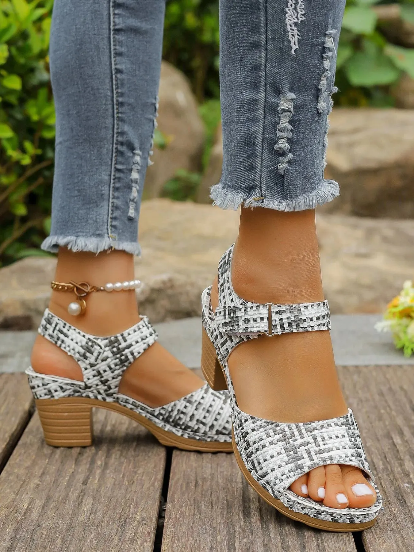 Block Heel Sandals with Ankle Strap sold by Unique Kulture product image thumbnail 3