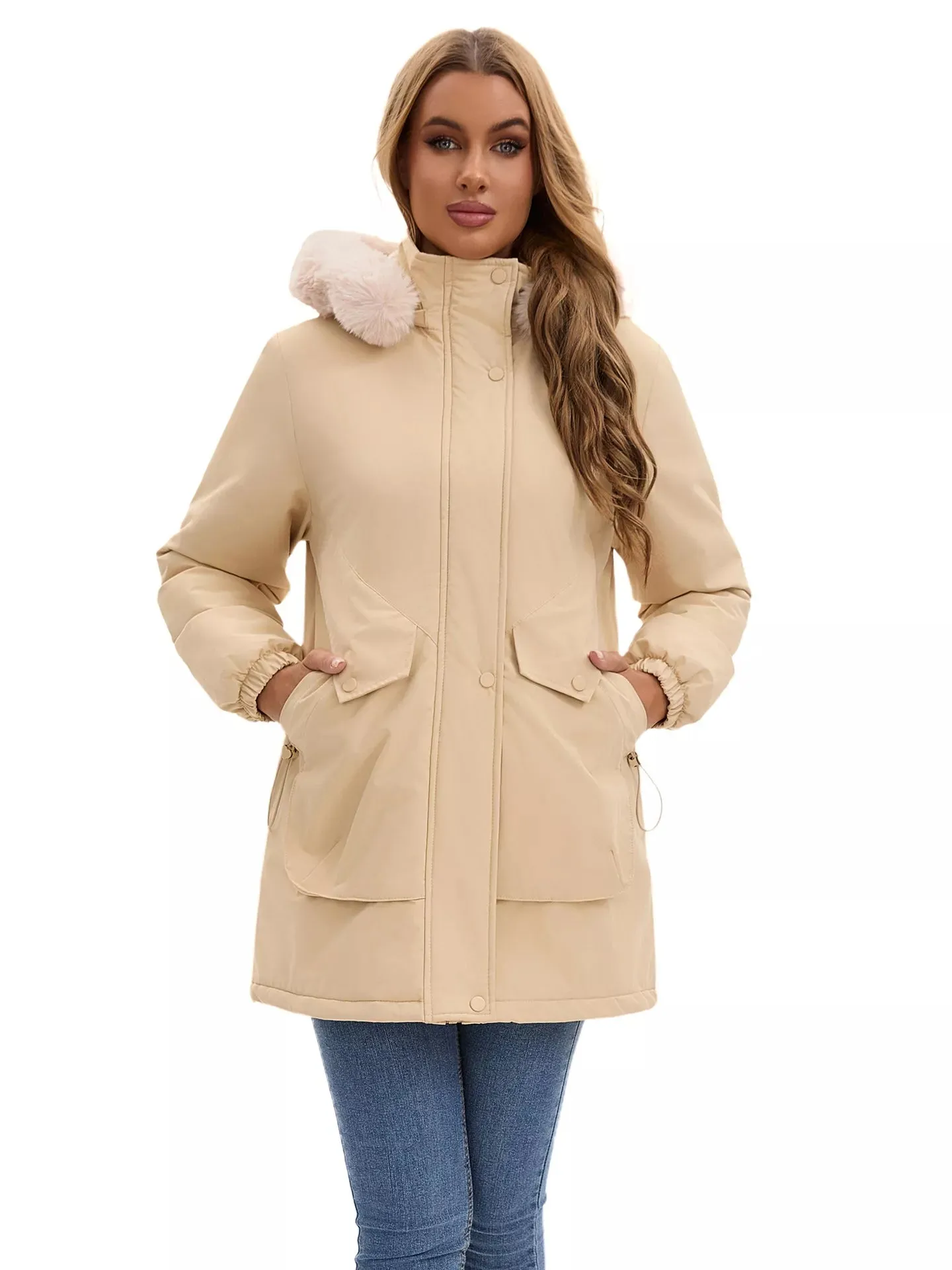 Full Size Fur Hooded Warm Winter Parka Outerwear Plus Size sold by Unique Kulture product image thumbnail 4