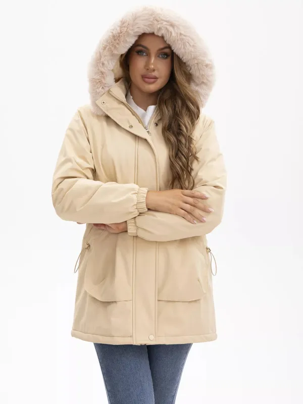 Full Size Fur Hooded Warm Winter Parka Outerwear Plus Size sold by Unique Kulture