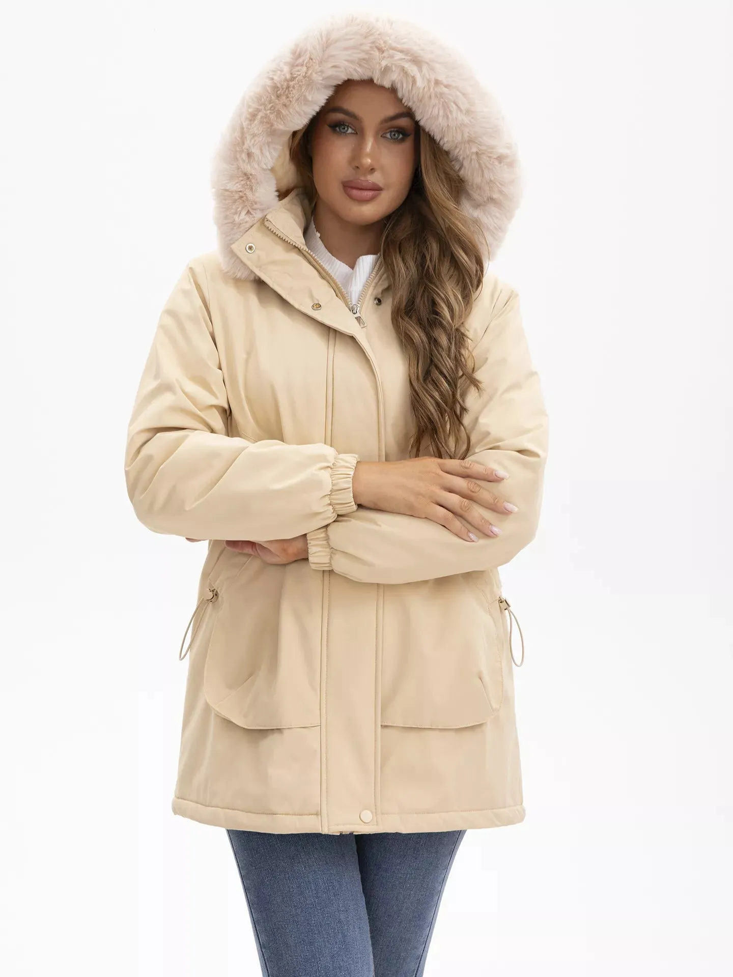 Full Size Fur Hooded Warm Winter Parka Outerwear Plus Size sold by Unique Kulture