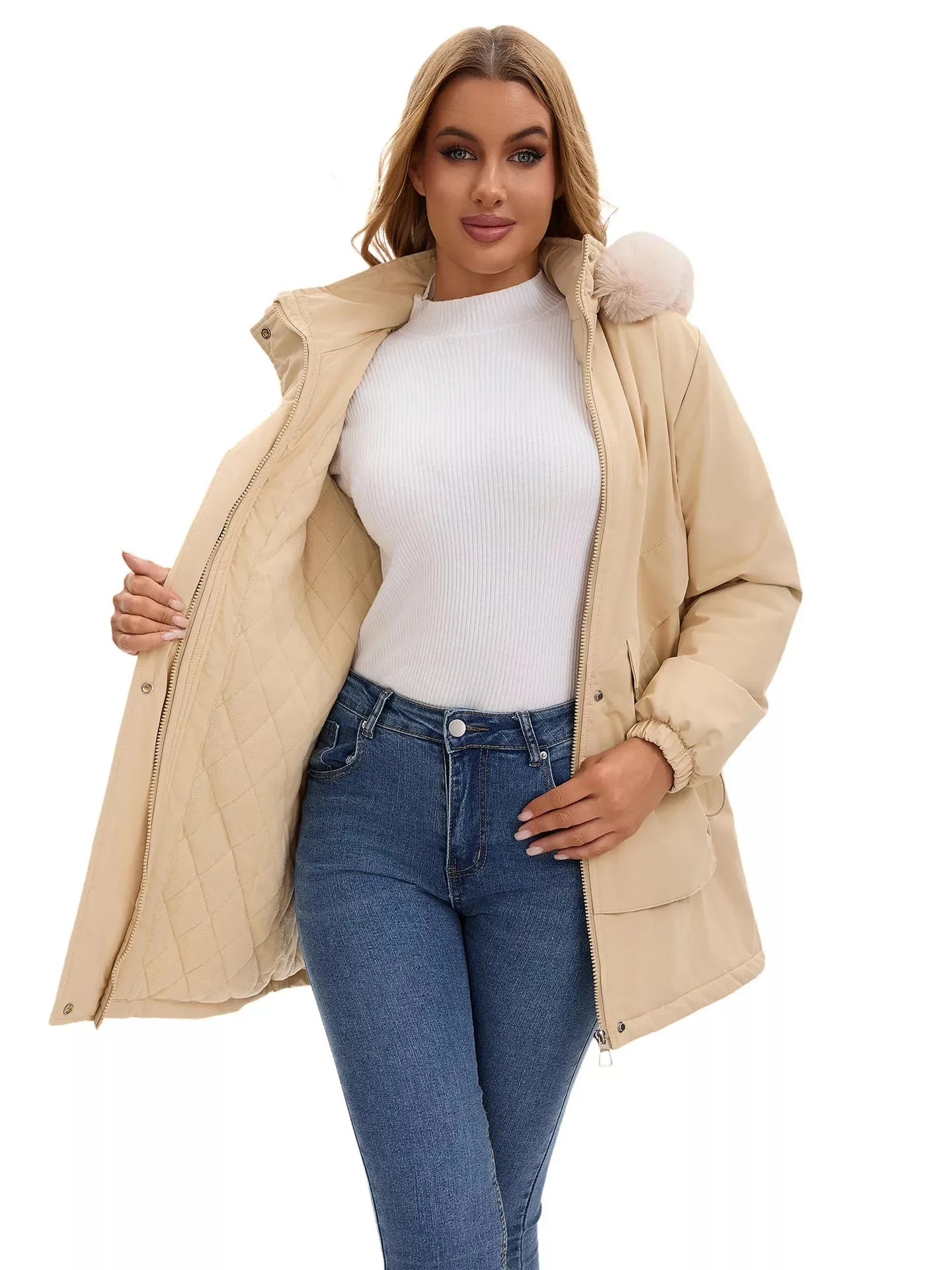 Full Size Fur Hooded Warm Winter Parka Outerwear Plus Size sold by Unique Kulture product image thumbnail 2