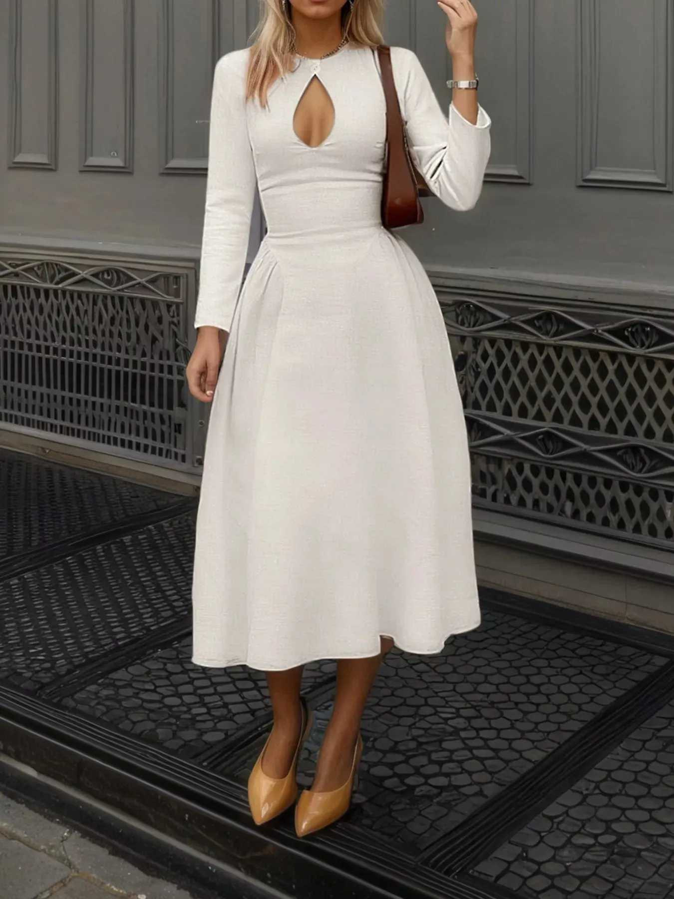 Cutout Front Long Sleeve A-Line Dress sold by Unique Kulture product image thumbnail 2