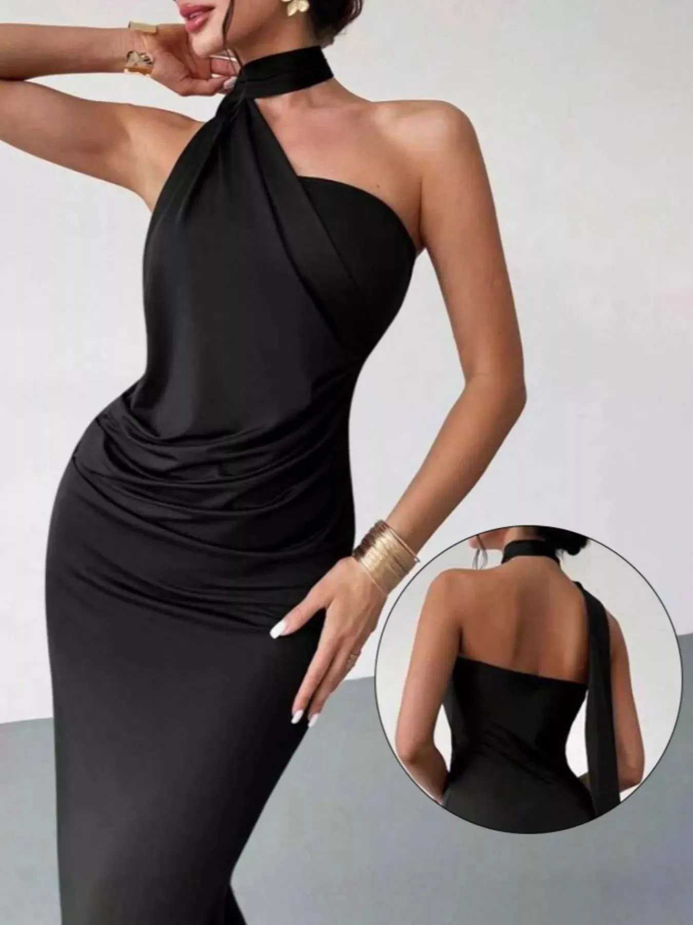 Halter Neck Ruched Bodycon Midi Dress sold by Unique Kulture product image thumbnail 2
