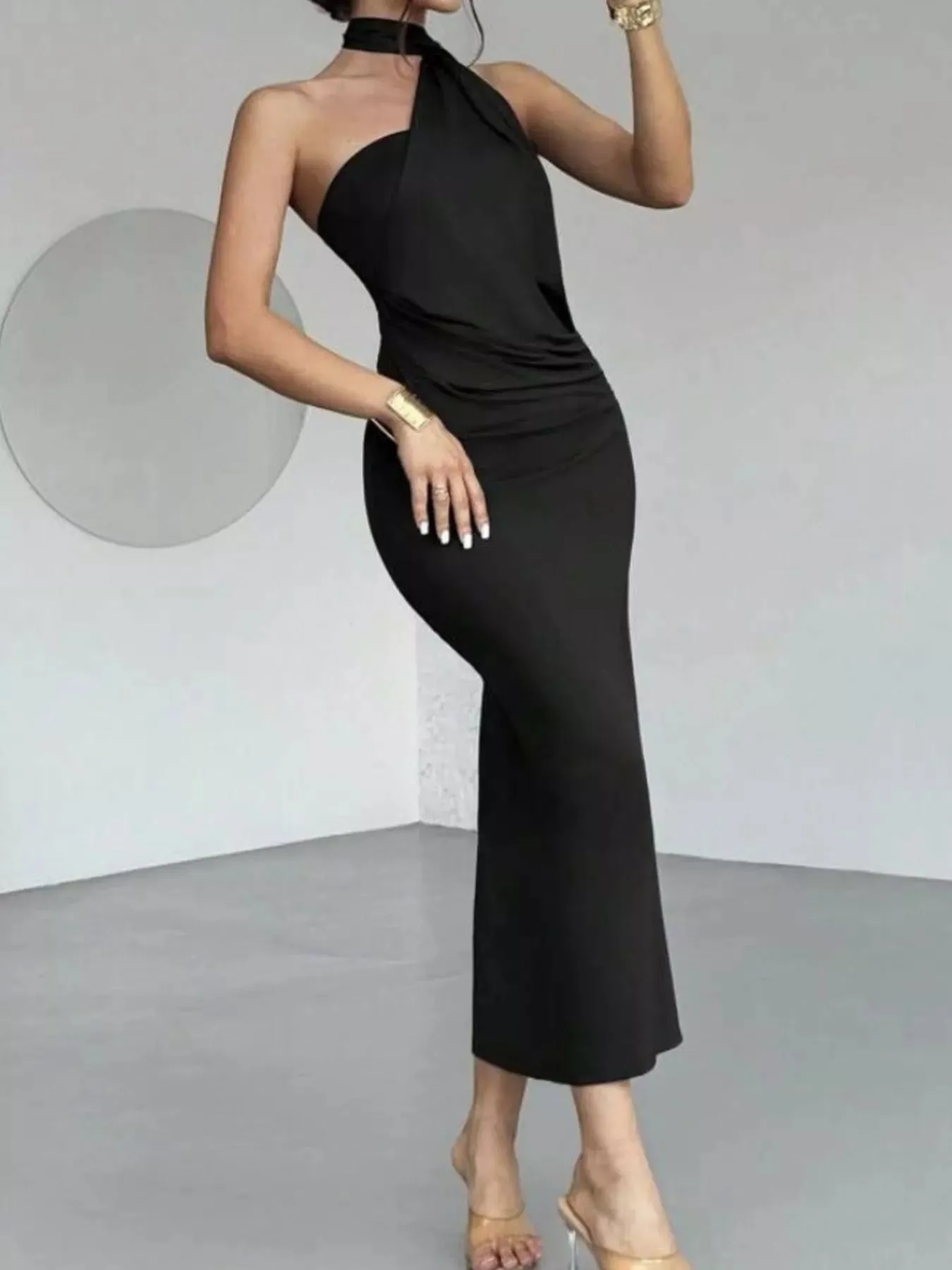 Halter Neck Ruched Bodycon Midi Dress sold by Unique Kulture product image thumbnail 4