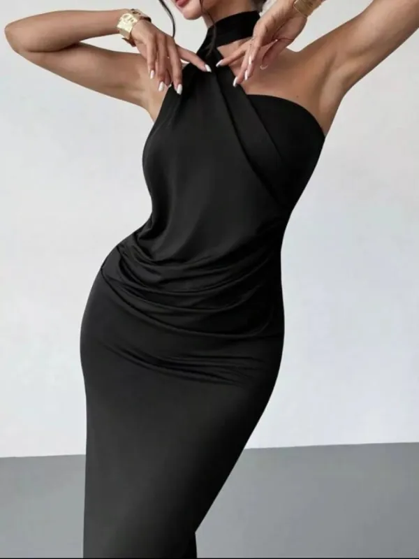Halter Neck Ruched Bodycon Midi Dress sold by Unique Kulture
