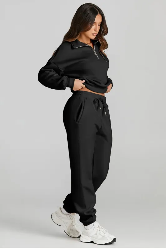 Quarter Zip Top and Drawstring Pants Active Set sold by Unique Kulture