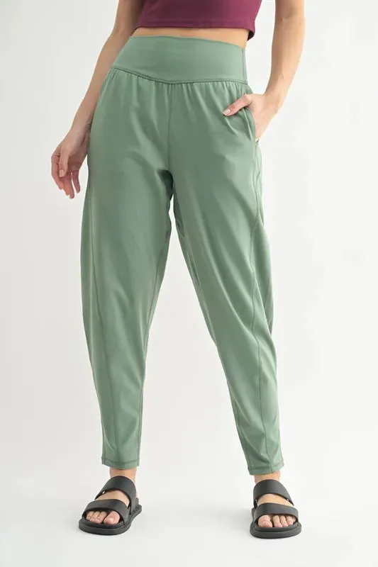 MONO B Flowbarrel High Waist Active Pants made by Trendsi