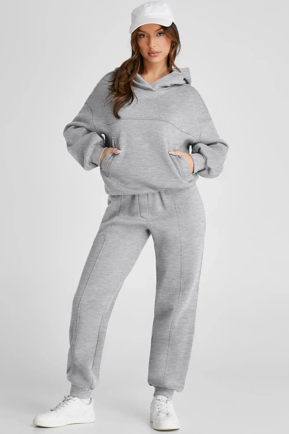 Dropped Shoulder Long Sleeve Hoodie and Pants Active Set sold by Unique Kulture product image thumbnail 2