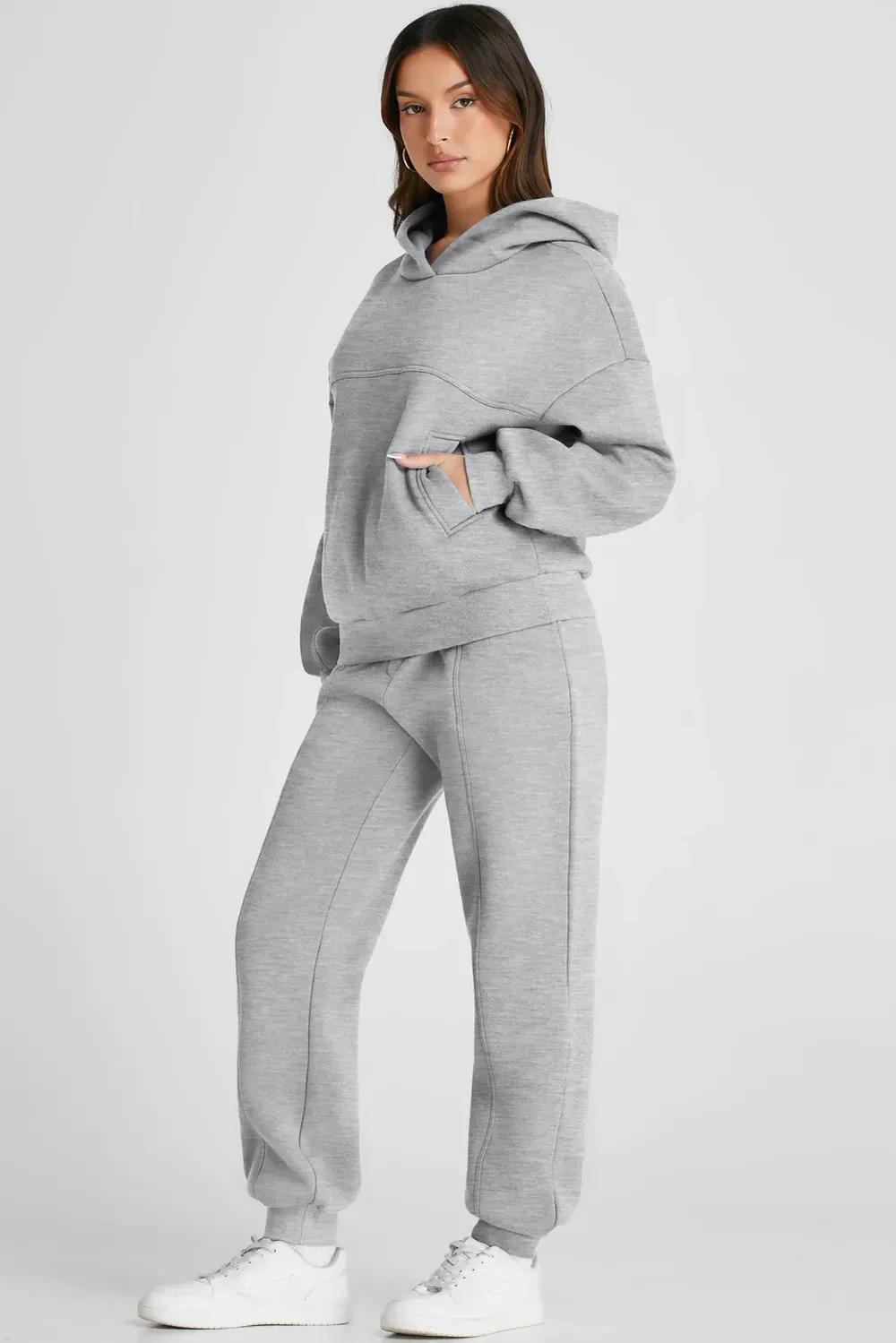 Dropped Shoulder Long Sleeve Hoodie and Pants Active Set sold by Unique Kulture product image thumbnail 3