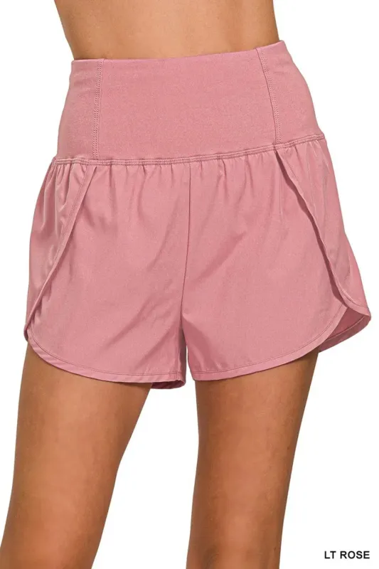 Zenana High Waisted Zippered Back Pocket Running Shorts made by Trendsi