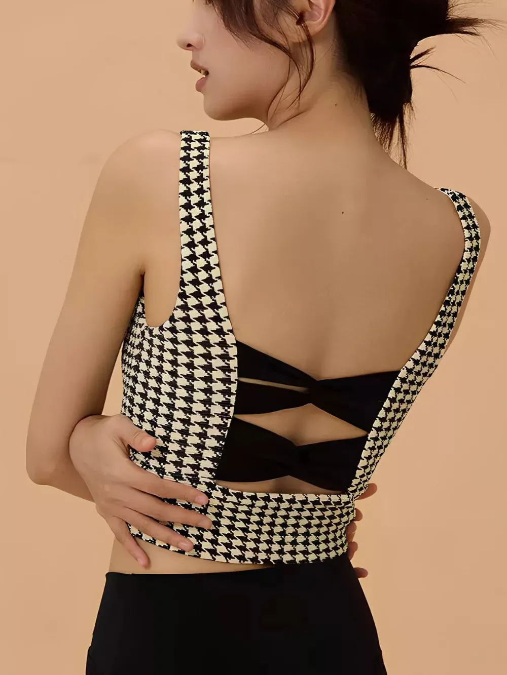 Crisscross Back Houndstooth Active Bra sold by Unique Kulture product image thumbnail 2