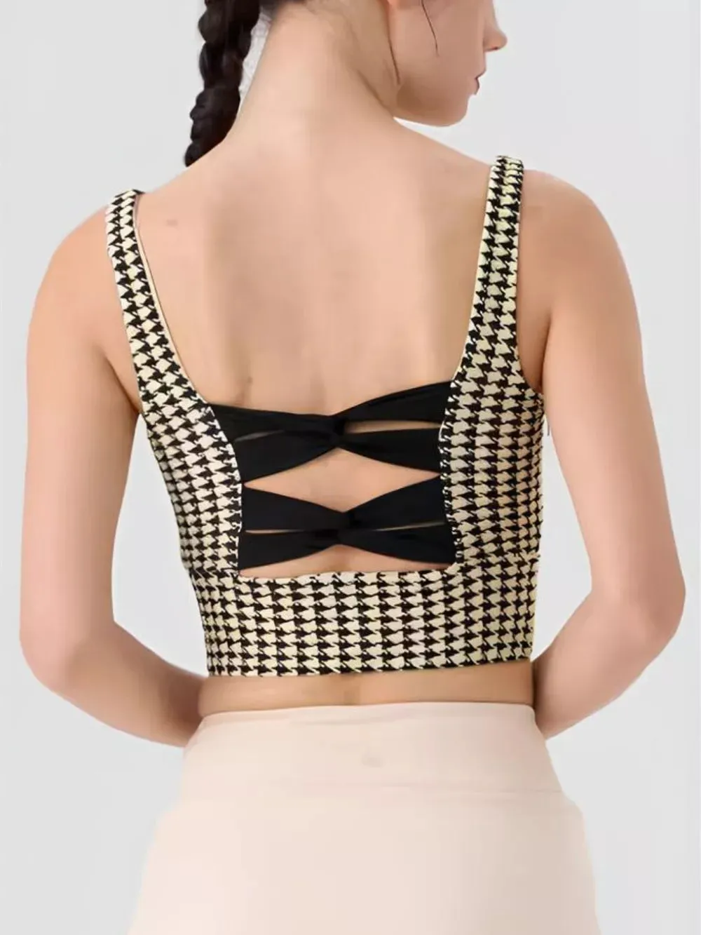 Crisscross Back Houndstooth Active Bra sold by Unique Kulture product image thumbnail 4