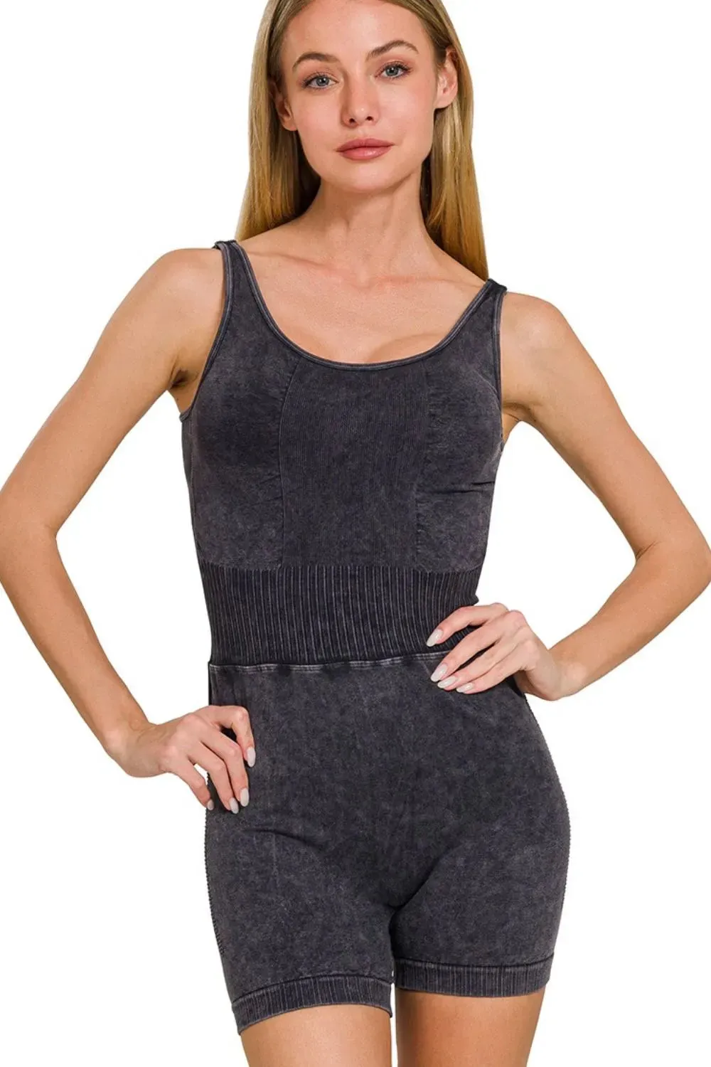 Zenana Washed Sports Romper With Removable Bra Pad sold by Unique Kulture product image thumbnail 2
