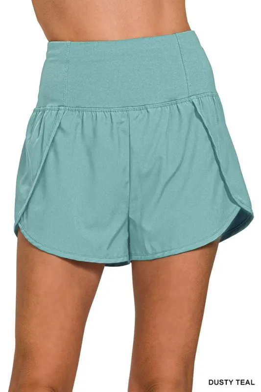 Zenana High Waisted Zippered Back Pocket Running Shorts made by Trendsi