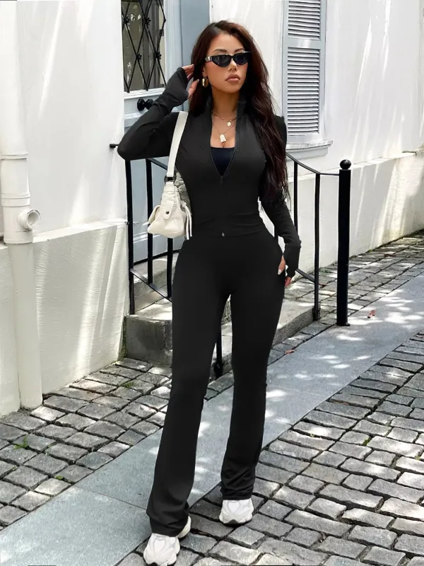 Zip Up Long Sleeve Outerwear and Pants Active Set sold by Unique Kulture