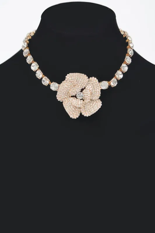 Rhinestone Faux Pearl Flower Choker sold by Unique Kulture
