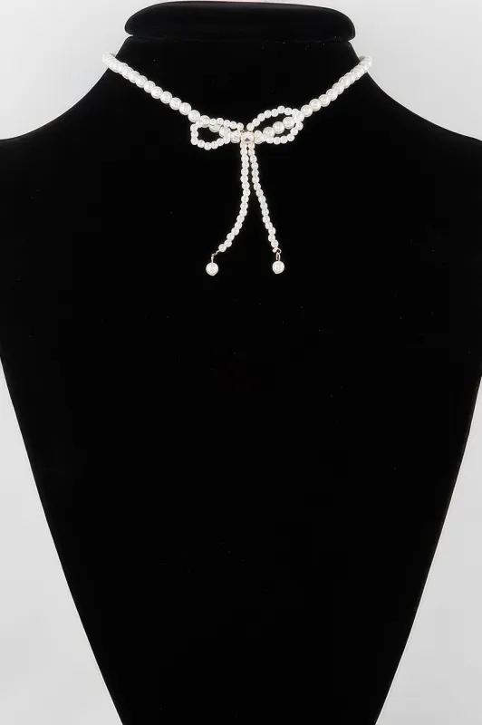 Pearled Ribbon Tie Necklace made by Unique Kulture