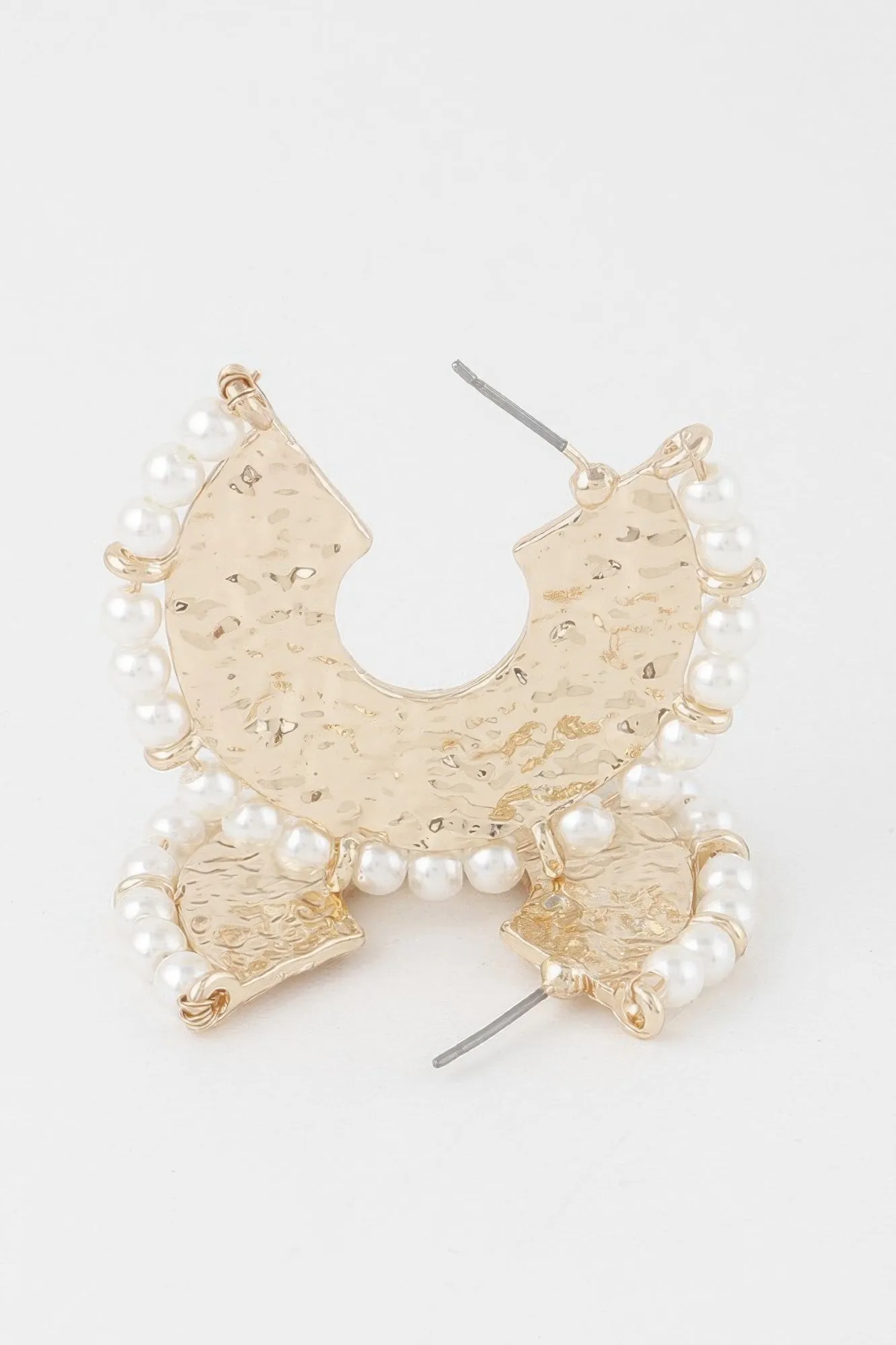 Pearl Hammered Hoop Earrings sold by Unique Kulture