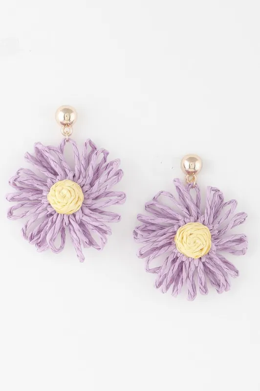 Cute Tweed Flower Earrings made by Unique Kulture