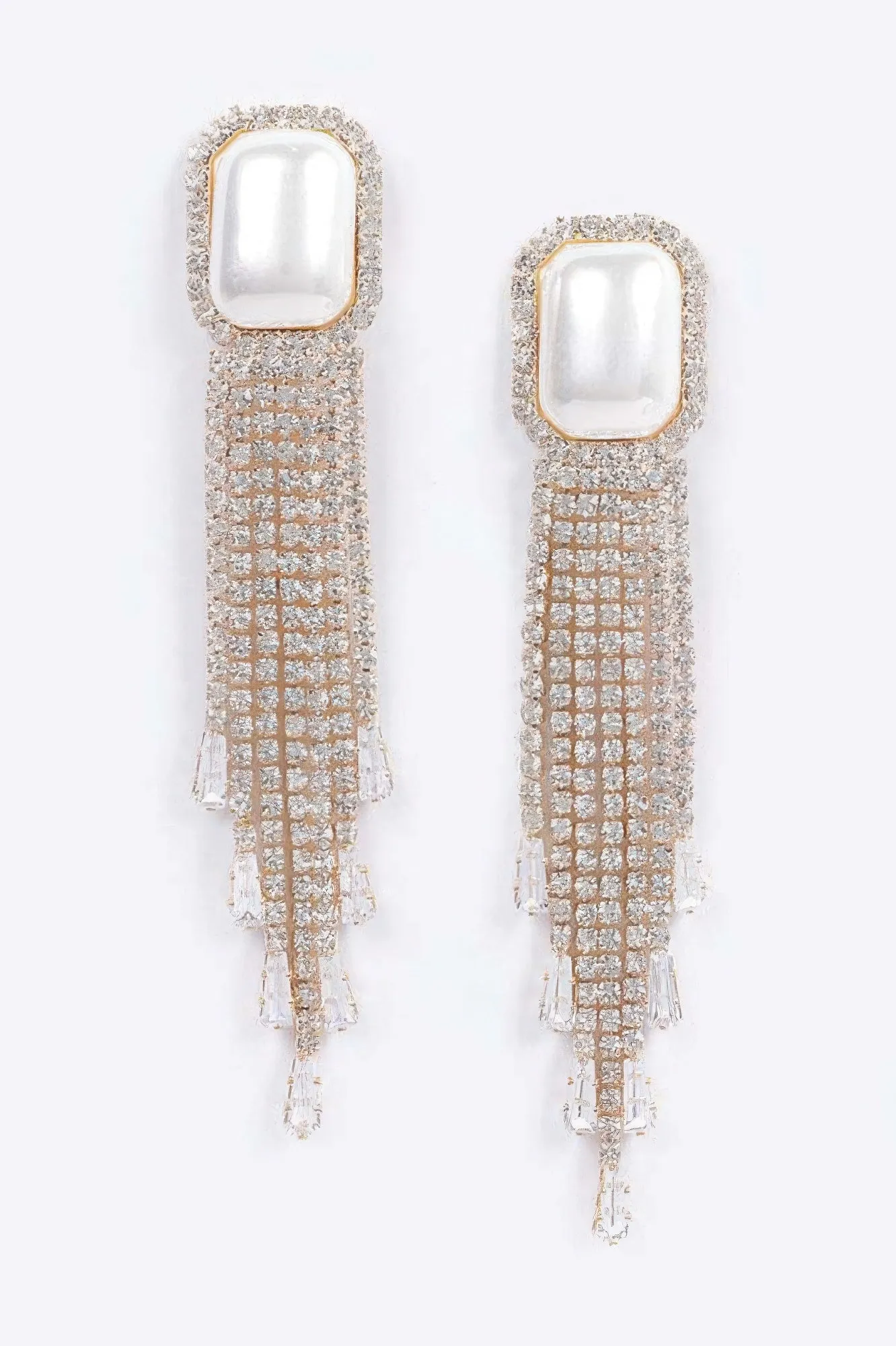 Faux Pearl Rhinestone Tassle Earring sold by Unique Kulture