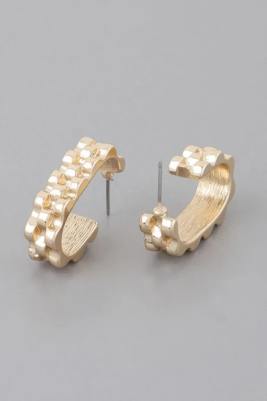 Textured Ware Brass Cuff Earrings made by Unique Kulture