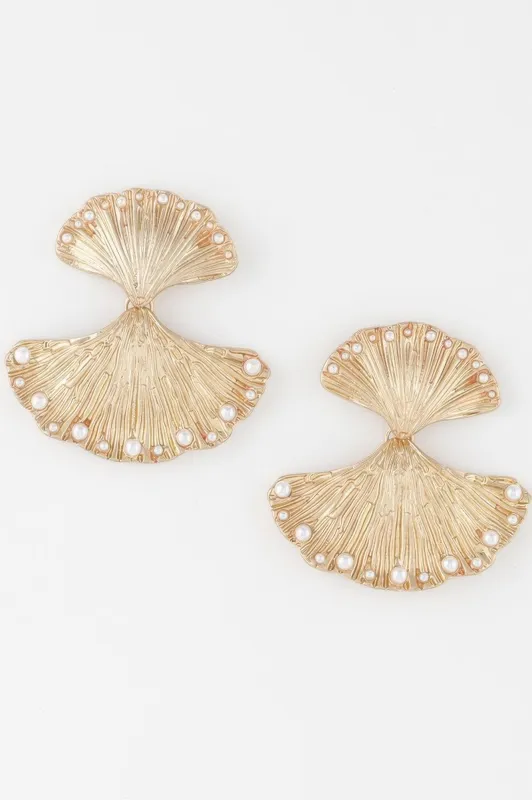 Double Pearl Clam Earrings made by Unique Kulture