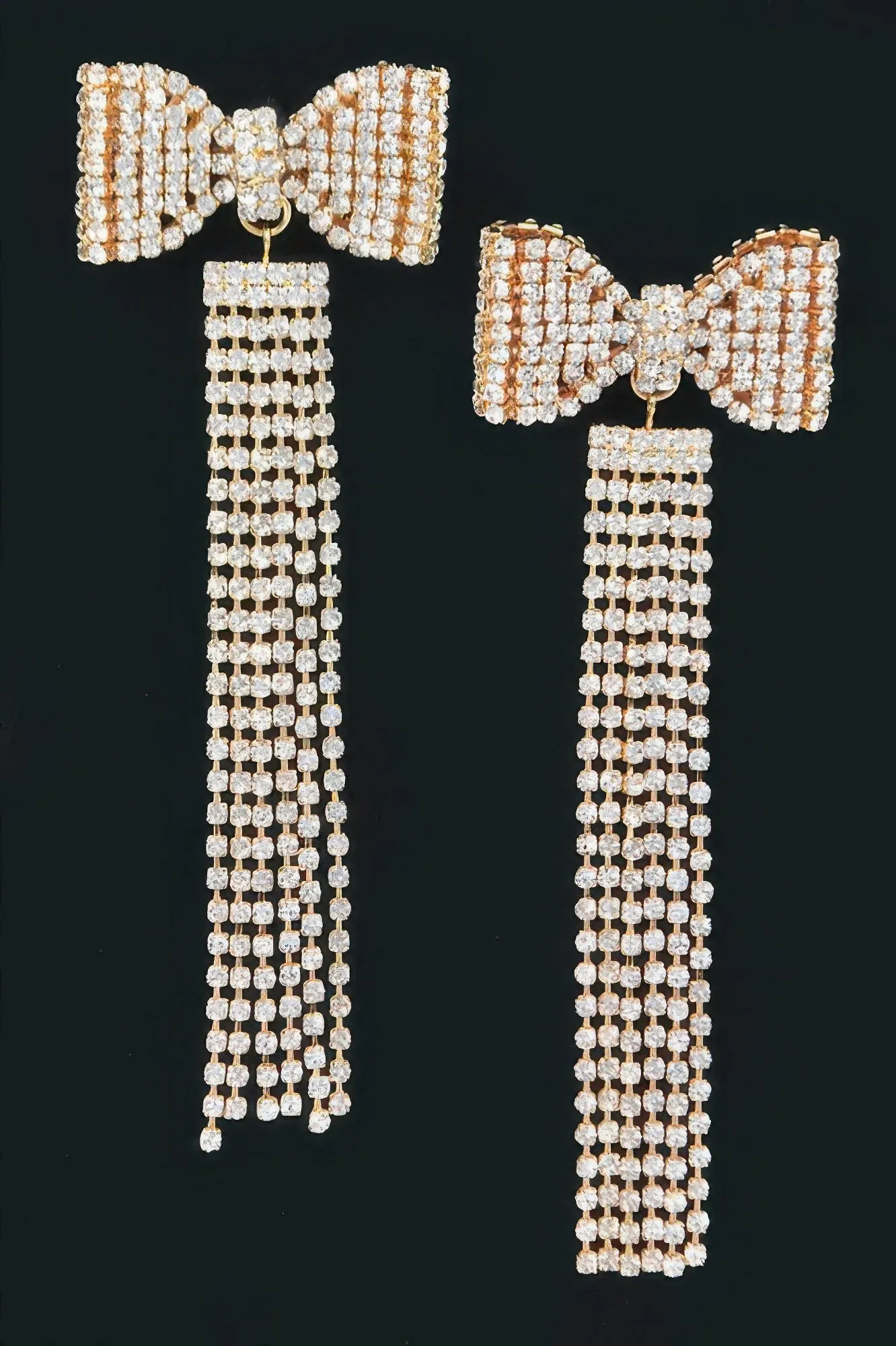 Rhinestone Bow Fringe Earring sold by Unique Kulture