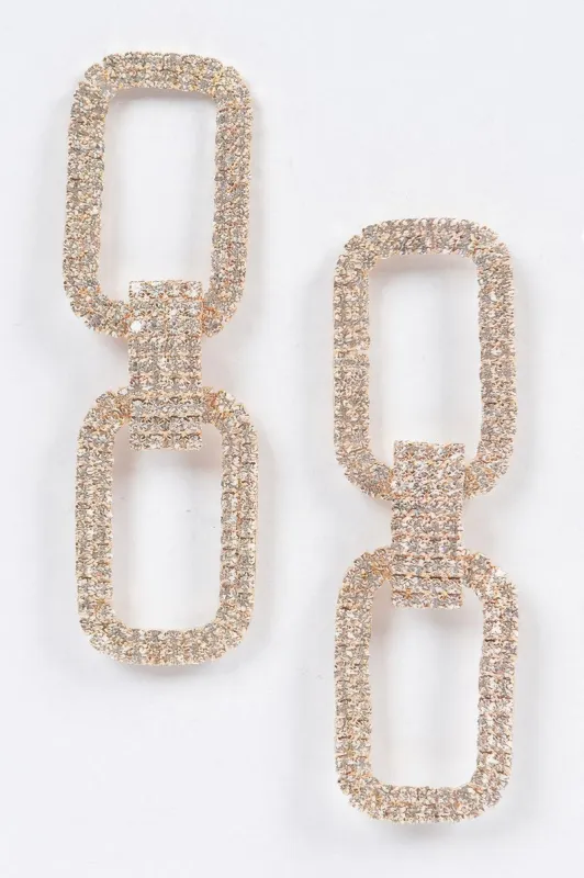 Two Rectangle Shape Rhinestone Earrings sold by Unique Kulture