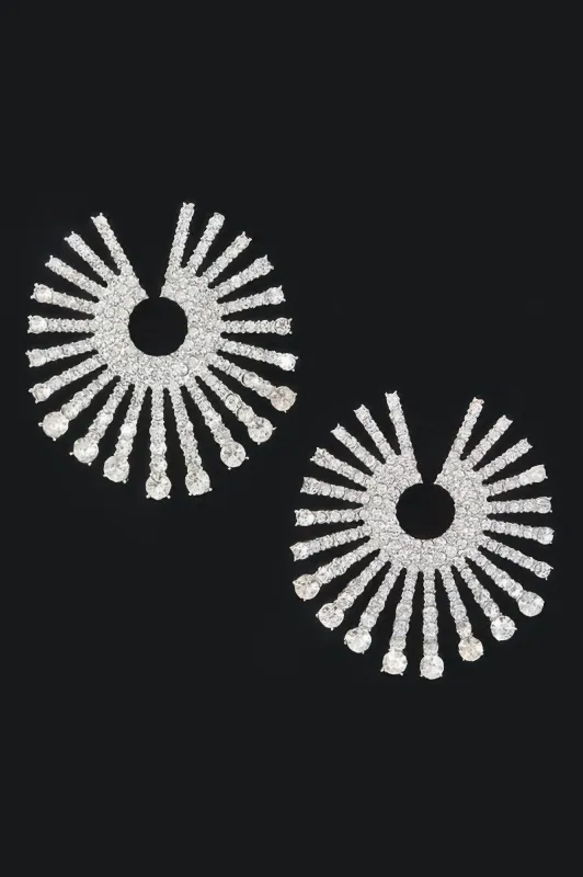 Rhinestone Fan Circle Earrings made by Unique Kulture