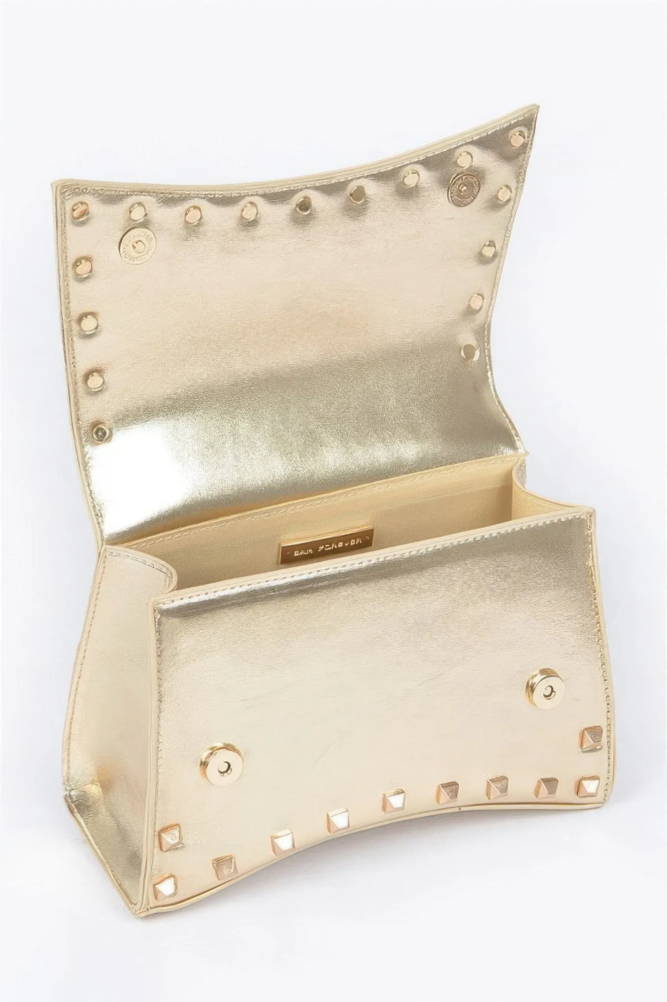 Metallic Faux Leather Studded Top Handle Clutch sold by Unique Kulture product image thumbnail 4